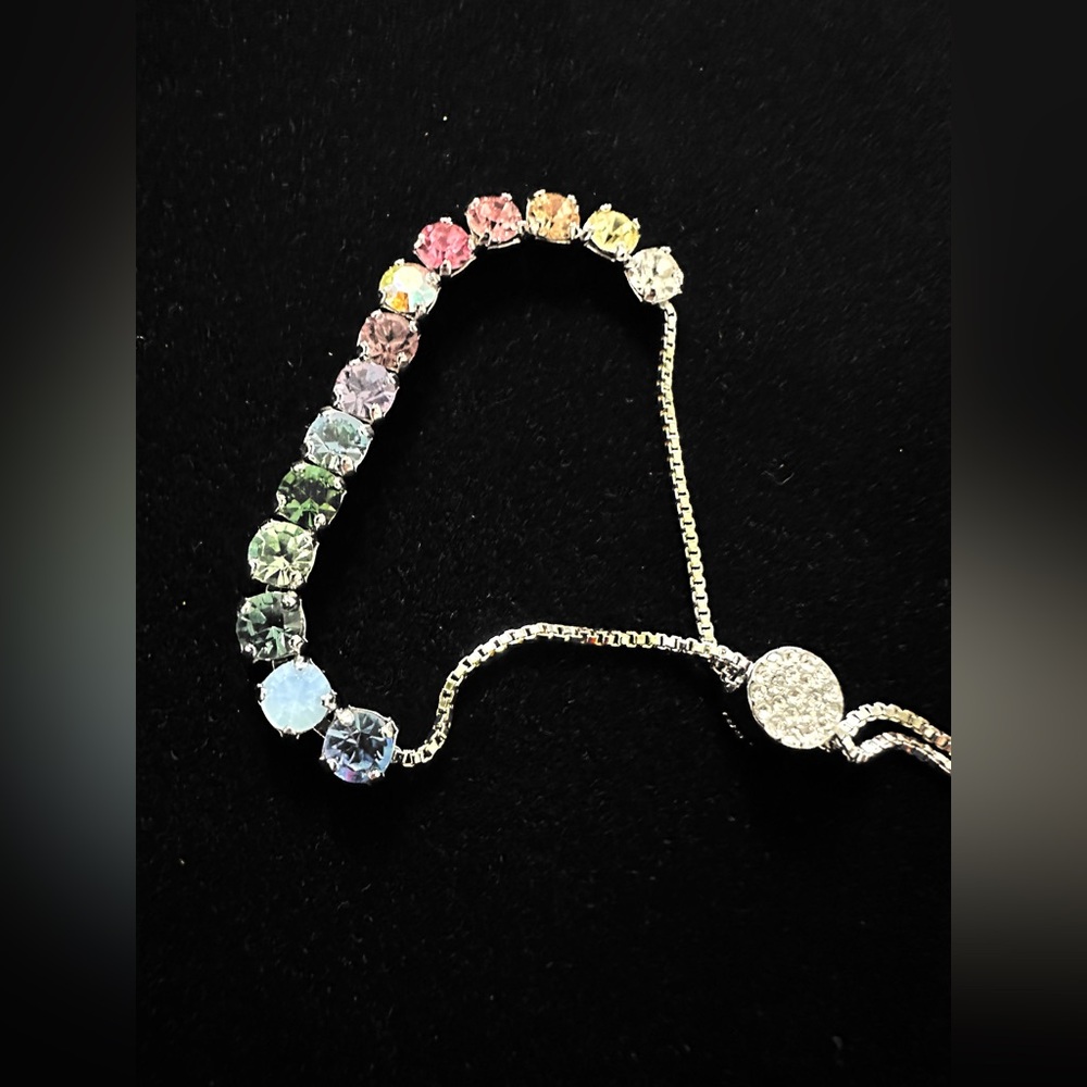 Rainbow Crystals Silver Plated Stackable Tennis B… - image 4